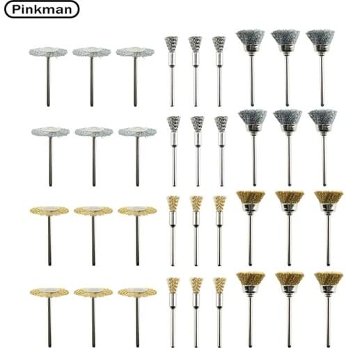 Pinkman 36pcs/lot Brass Brush Wire Wheel Brushes Die Grinder Rotary Electric Tool For Dremel Engraver Power Tools Electric Drill