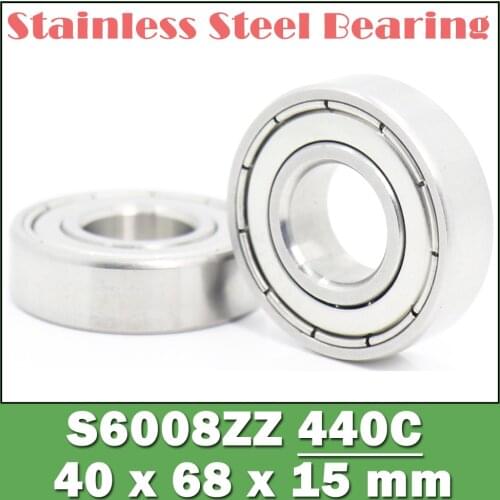S6008ZZ Bearing 40*68*15 mm ( 2PCS ) ABEC-1 S6008 Z ZZ S 6008 440C Stainless Steel S6008Z Ball Bearings
