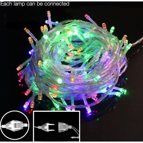 33FT 100 Led string light 10m 220V 110V christmas RGB warm white Tail EU/US plug holiday wedding decoration lights garland