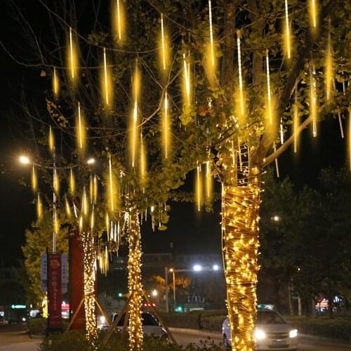 LED Meteor Shower Fairy String Lights for Room Outdoor Christmas Lights Decorations for Home Street Garlands Navidad Tree Decor