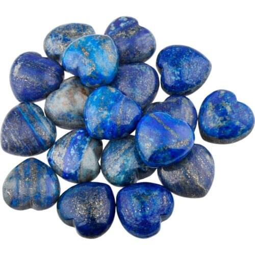 TUMBEELLUWA 1Lot (10Pc) Lapis Lazuli Carved Puff Heart Pocket Stone,Healing Palm Crystal 0.9"