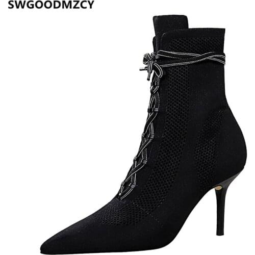 Sexy Socks Boots Ankle Boots For Women Fetish High Heels Black Boots Designer Shoes Women Luxury 2020 Stiletto Heels Botas Mujer