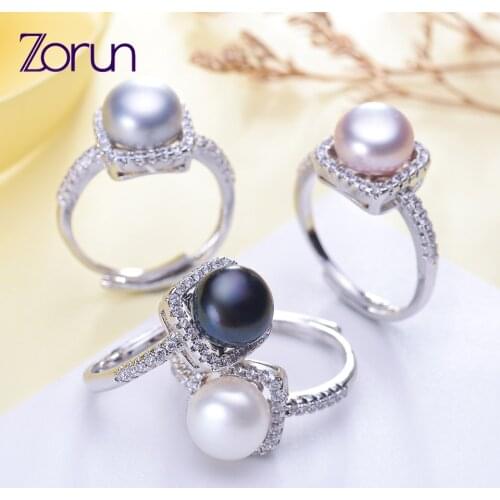 Zorun Real Natural Freshwater Pearl Ring Fine Jewelry 9mm 18K White Gold Filled Accessories for Women New Design Good Sale