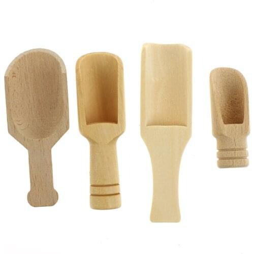 1pc Mini Wooden Scoops Bath Salt Spoon Candy Flour Spoon Scoops Kitchen Utensils