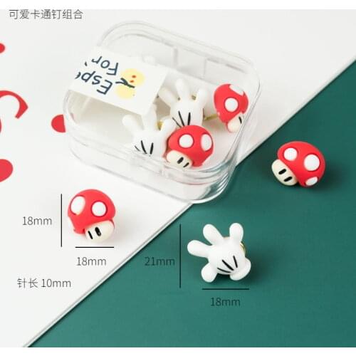 10pcs mushroom hand Push Pins Thumb Thumbtack Board Pins Drawing Photo Wall Studs Office School Supplies