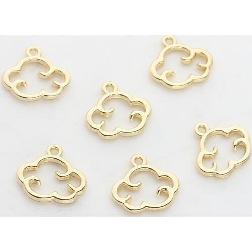 10pcs/lot 13mm Gold Zinc Alloy Charms Cute Hollow Cloud Shape Charms Pendant For DIY Necklace Jewelry Making Finding Accessories