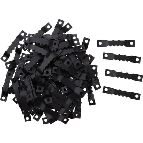 100-Pack Metal Sawtooth Picture Frame Hanging Hangers Double Hole - Black (without Screws)
