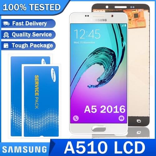 100% Test SUPER AMOLED for Samsung Galaxy A5 2016 A510F A510M A510FD A5100 A510 LCD Display Touch Screen Digitizer Assembly