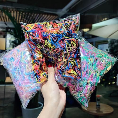 1000pcs Girls Hair Accessories Nylon Ties Elastic Hair Bands Children Gum Ponytail Holder Rubber Bands Kids Headband Candy Color
