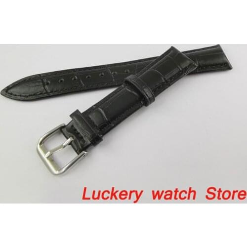 18mm 20mm 22mm brown and black Leather strap stainless steel Clasp mens watch strap