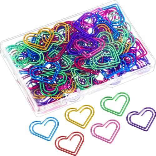 50 Pieces Multicolor Paperclips Metal Paper Clips for School Office Supplies Heart Shape