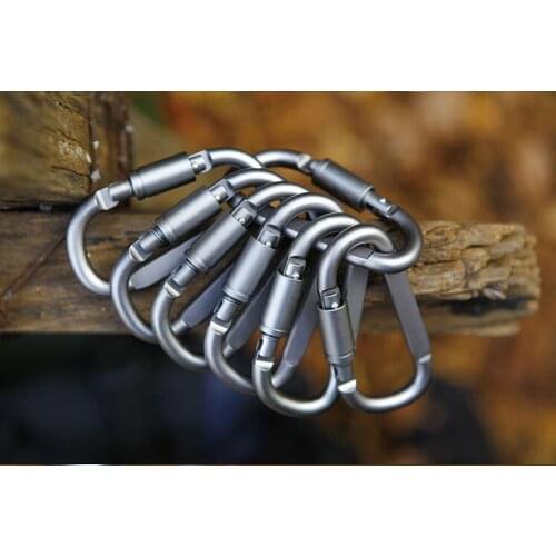 5PCS Gun Color Long Nut High-quality 8CM Aluminum Alloy Thick D-shaped Carabiner Hanging Buckle Quick Hanging Keychain