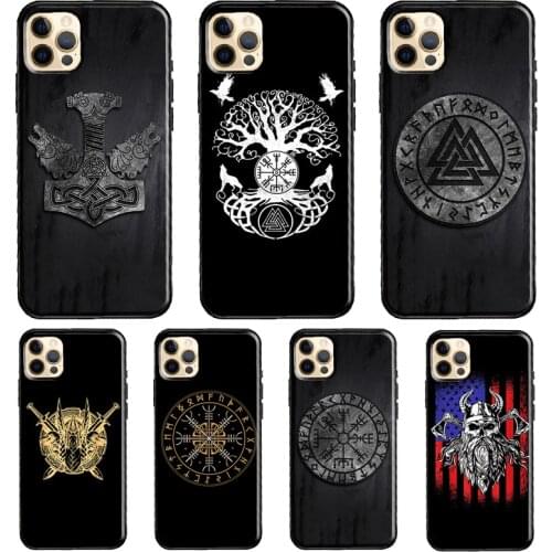 Viking Symbol Odin Vegvisir Funda Case For iPhone X XR XS MAX 12 Mini 11 Pro Max 5S 6S 8 7 Plus SE 2020 Cover Shell