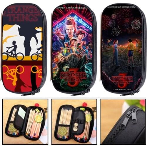 Mochilas Stranger Things Cosmetic Bag Makeup Pencil Case 3D Stranger Things Season 3 Kpop School Supplies Zipper Pencil Box