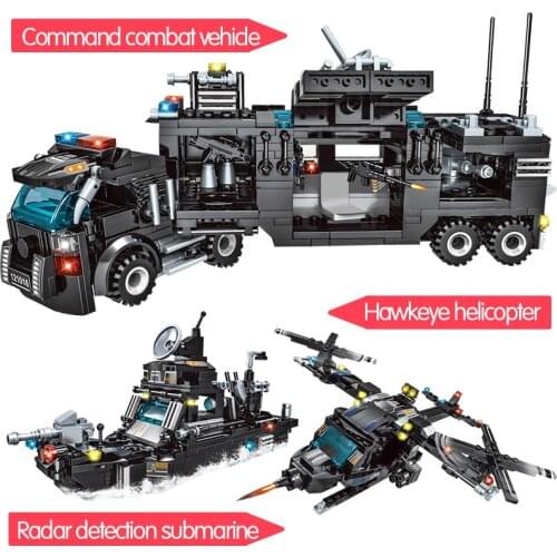 City Police Station Car Building Blocks For Handsome Vehicles Technical Diy Toy Boys Children 715pcs