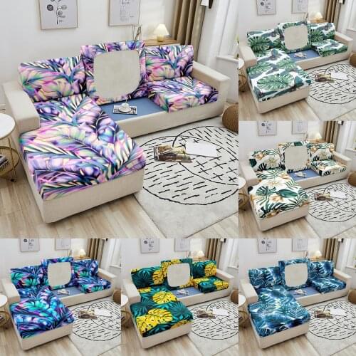 L Shape Corner Couch Tropical Leaves Printed Elastic Couch Cover For Living Room Furniture Protector Removable Sofa Slipcovers