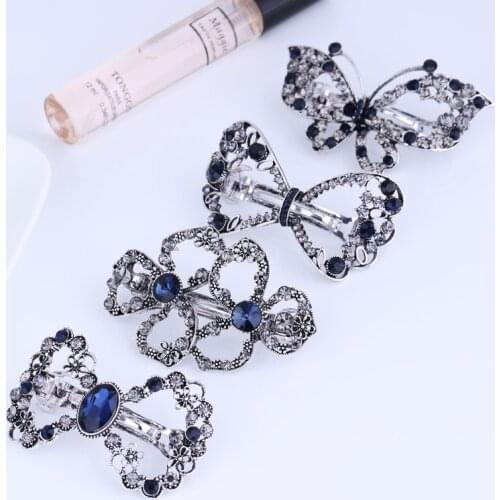 Elegant Metal Hair Claw Clip Silver Plated Crystal Rhinestone Hair Accessories for Women