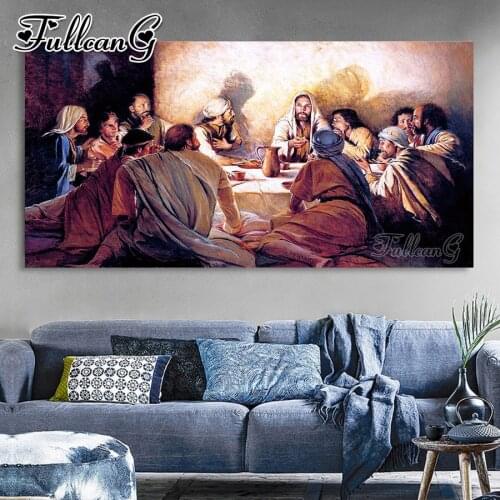 FULLCANG Religious Jesus Gathering large diamond painting 5d diy full square round mosaic embroidery kits decoration FC3691