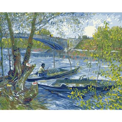 Famous Abstract oil painting by Van Gogh wall art cuadros decoracion picture painting by numbers on canvas The fishing Boy DY402
