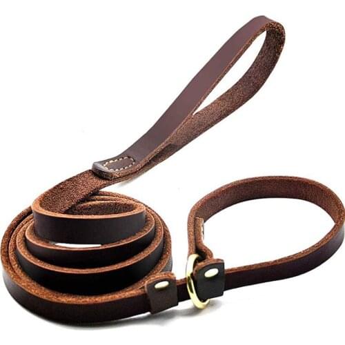 Pet Training Leash Leather Chain with Double Leash Sliders Soft Handle P Slip Collar Rope Durable Pet Products