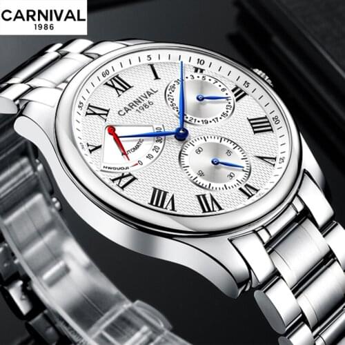 2021 Stainless Steel Trend Multifunctional Waterproof Mens Business Watch Carnival Watch Mens Watch Automatic Mechanical Watch