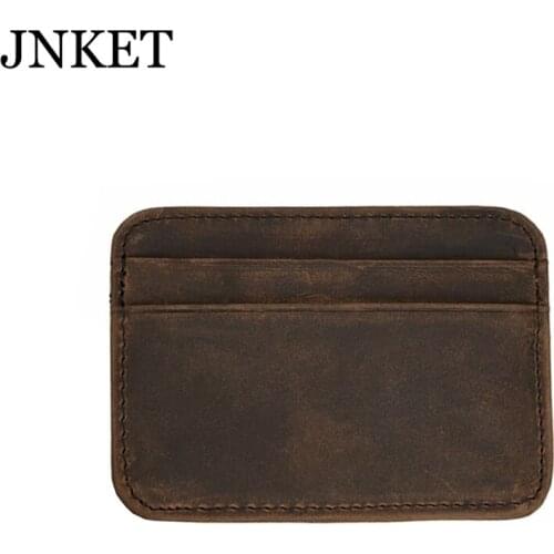 JNKET Retro Mens Mini Wallet Cow Leather Clutch Wallet Billfold Credit Card Wallet Short Wallet Money Clip Notecase