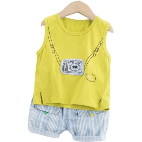 New Summer Kids Cartoon Clothes Infant Toddler Vest Shorts 2 Pcs/sets Baby Boy Girl Clothing Children Cotton Fashion Sport Suits