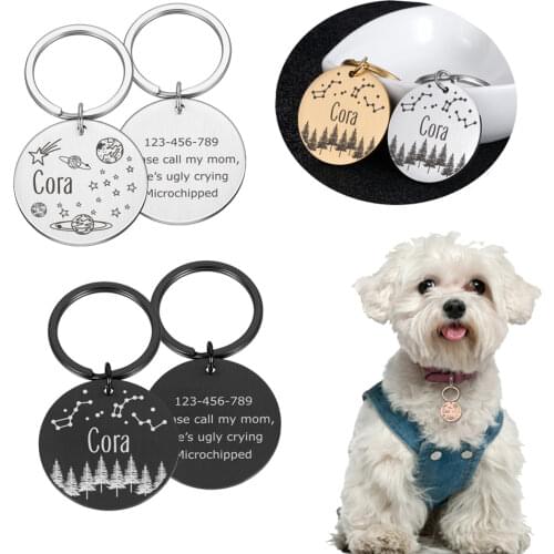 Personalized Cat Dog Pet ID Tag Anit-lost Pet ID Name for Cat Puppy Dog Collar Tag Pendant Keyring Pet Accessories