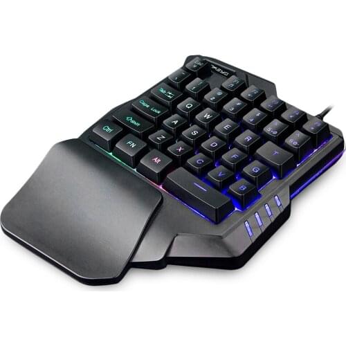 G30 35Keys Single-handed Membrane Keyboard Wired Gaming Keypad with LED Backlight for PUBG mobile / Freefire / CF