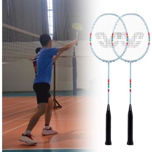 1 Set R18 Badminton Rackets Rainbow Print Firm Frame High Tension String Premium Quality Badminton Rackets Set for Indoor