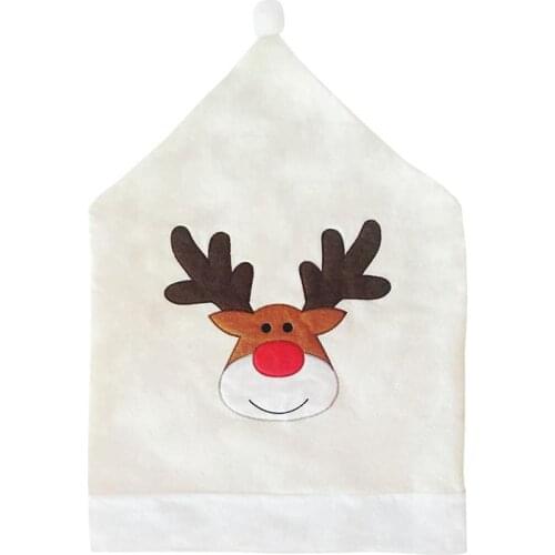 Christmas Decorations Christmas Table Decorations Christmas Non-woven Elk Embroidery Rice White Chair Cover