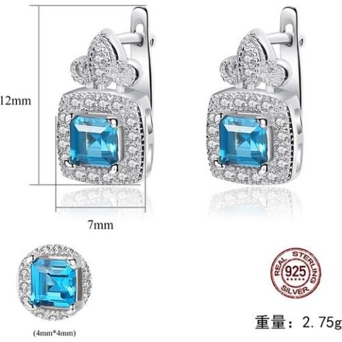 HOT Sell S925 Sterling Grey London Sapphire Crystal zircon ruby sapphire Earrings