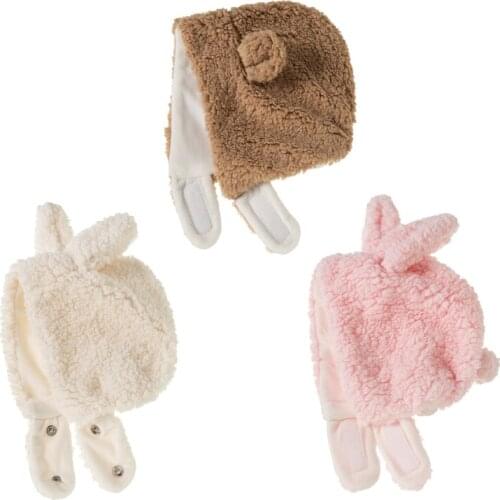 Autumn Winter Baby Warm Plush Beanie Cap Windproof Ear Protection Warm Hat Cute Rabbit Bear Ears Hat for Newborn Infants