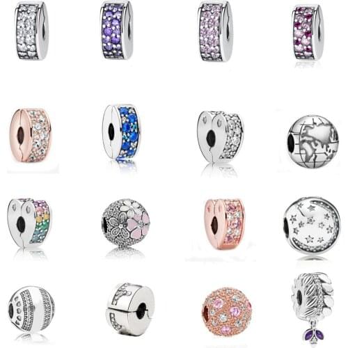 Free Shipping 925 Sterling Silver Daisy Flower Knotted Hearts Clip Charms Fit Original Pandora Bracelets For Women DIY Jewelry