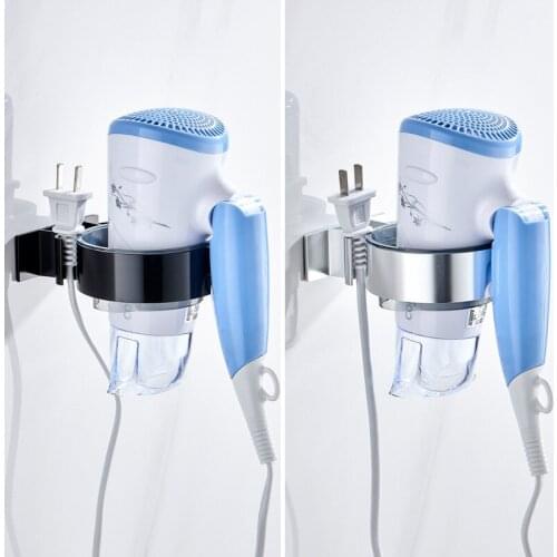 Hair Dryer Holder Rack Hair dryer Organizer Wall Mounted Nail Free Aluminum Spiral Stand For Bathroom Supplies