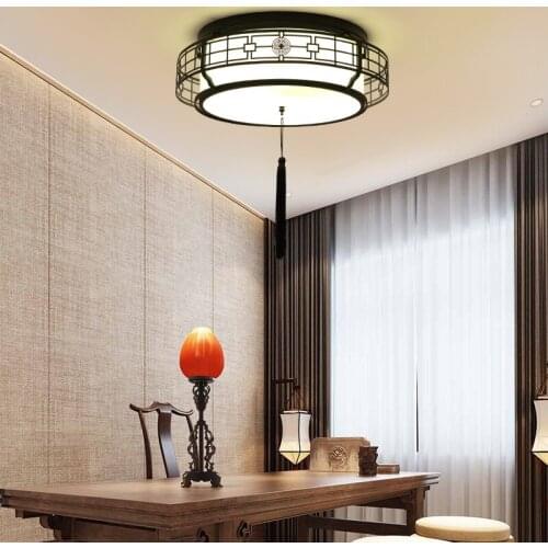 Even prosperous LED Ceiling Lights Chinese bedroom lights home antique round antique study Chinese wind living room LU728311