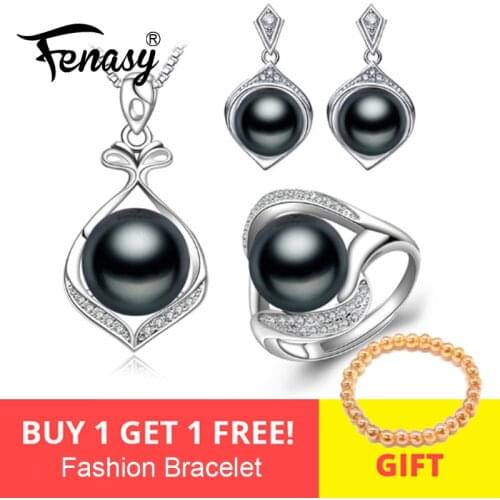 FENASY Pearl Jewelry,Pearl Pendant Necklace Freshwater ethnic earrings,antique ring,bridal jewelry sets,stud earrings for women