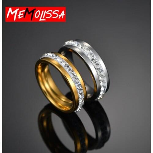 316L Stainless Steel Women Rings Size 11 10 9 8 7 Classic Single Crystal Engagement Wedding Ring for Woman Men Jewelry Gifts