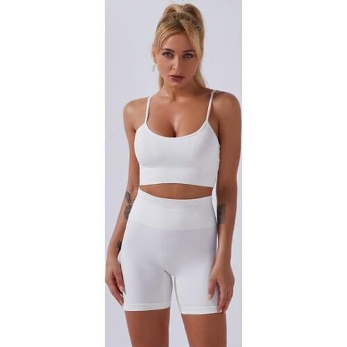 2 Piece Women Seamless Yoga Set Sport Suit Gym Outfit Workout Clothes High Waist Running Shorts+Sports Bra Fitness Sports Wear