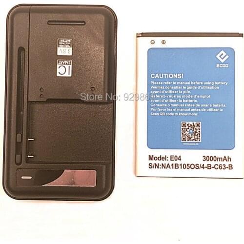 1PCS Universal battery Charger +1PCS E04 battery 3000mAh High quality For ECOO E04 Plus phone