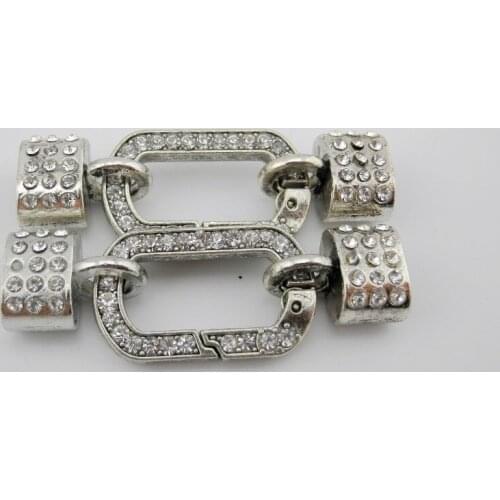 5 Sets 9.7mmx5.8mm Oval Toggle Spring Ring Licorice Clasp with Clear Rhinestones Jewelry Findings Free Shipping--CLP1233