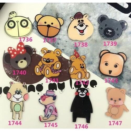 100 Pieces/Lot Cartoon Animal Acrylic Badges Cute Bear Lapel Pins Clothing Collar Japan Harajuku Jewelry Anime Label Brooches