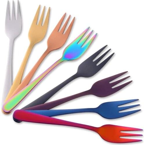 2PCS Portable Fruit Fork Cutlery Set Stainless Steel Cake Forks Gold Rose Gold Salad Fork Dessert Fork for Snack Flatware Set