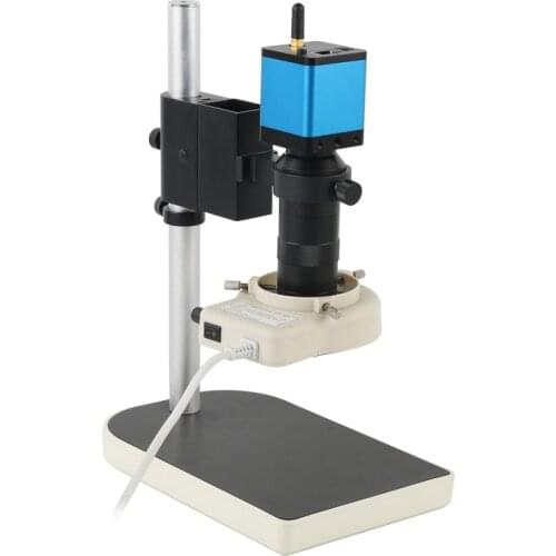 5.0MP Sony IMX178 WIFI LAN Industrial Digital Video Microscope Camera+100X C mount Lens+56 LED Ring Light+Stand For PCB Repair