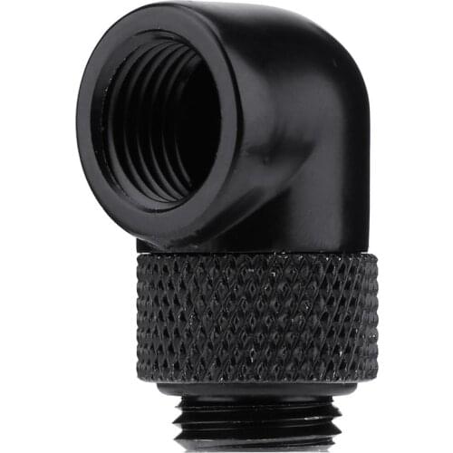 VODOOL PC Water Cooling Tube Adapter G1/4 Inner Outer Dual Thread 90 Degree Rotary Water Tube Connector Adapter Black Silver