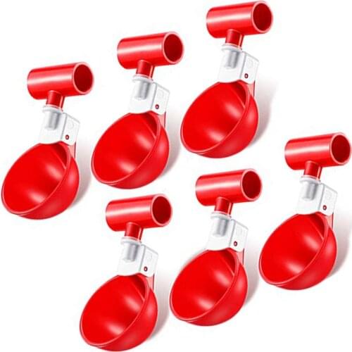 Chicken Watering Cups Automatic Drinker Refill Coop Feeder Red Plastic Poultry Waterer Drinking Bowls Easy Installation