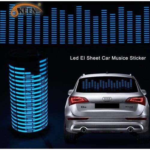 90x25cm 45x11cm Car RGB LED Music Rhythm Flash Light Sound Activated Sensor Equalizer Rear Windshield Sticker Styling Neon Lamp