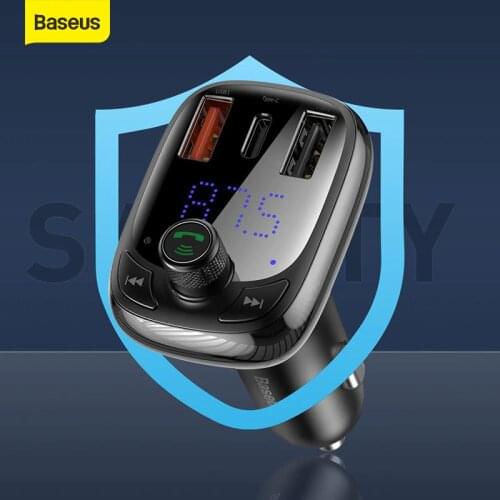 Baseus QC3.0 Quick Charging FM Transmitter Bluetooth 5.0 Mp3 Player Support MP3 Bluetooth TF USB Disk Type C QC4.0 Car Charging
