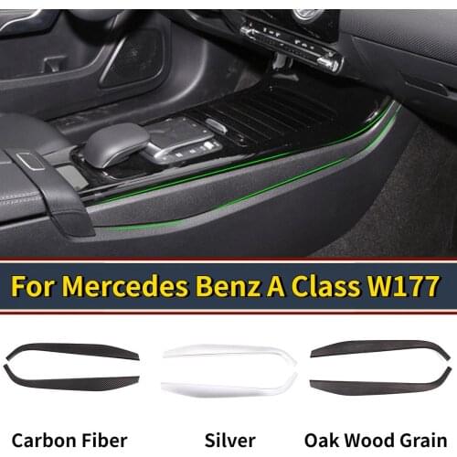 For Mercedes Benz A Class W177 A180 A200 CLA C117 260 2019-2020 ABS Center Console Gears Side Decoration Strips Car Accessories