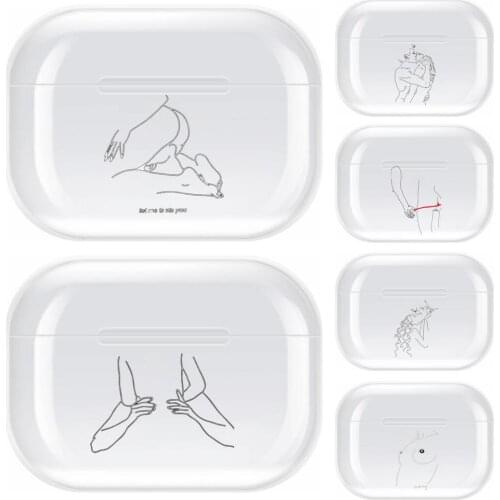 Black line drawing couple Transparent TPU Case For Airpods Pro 3 Case Silicone Headphone Accessories Air Pods 3 Apple Protective